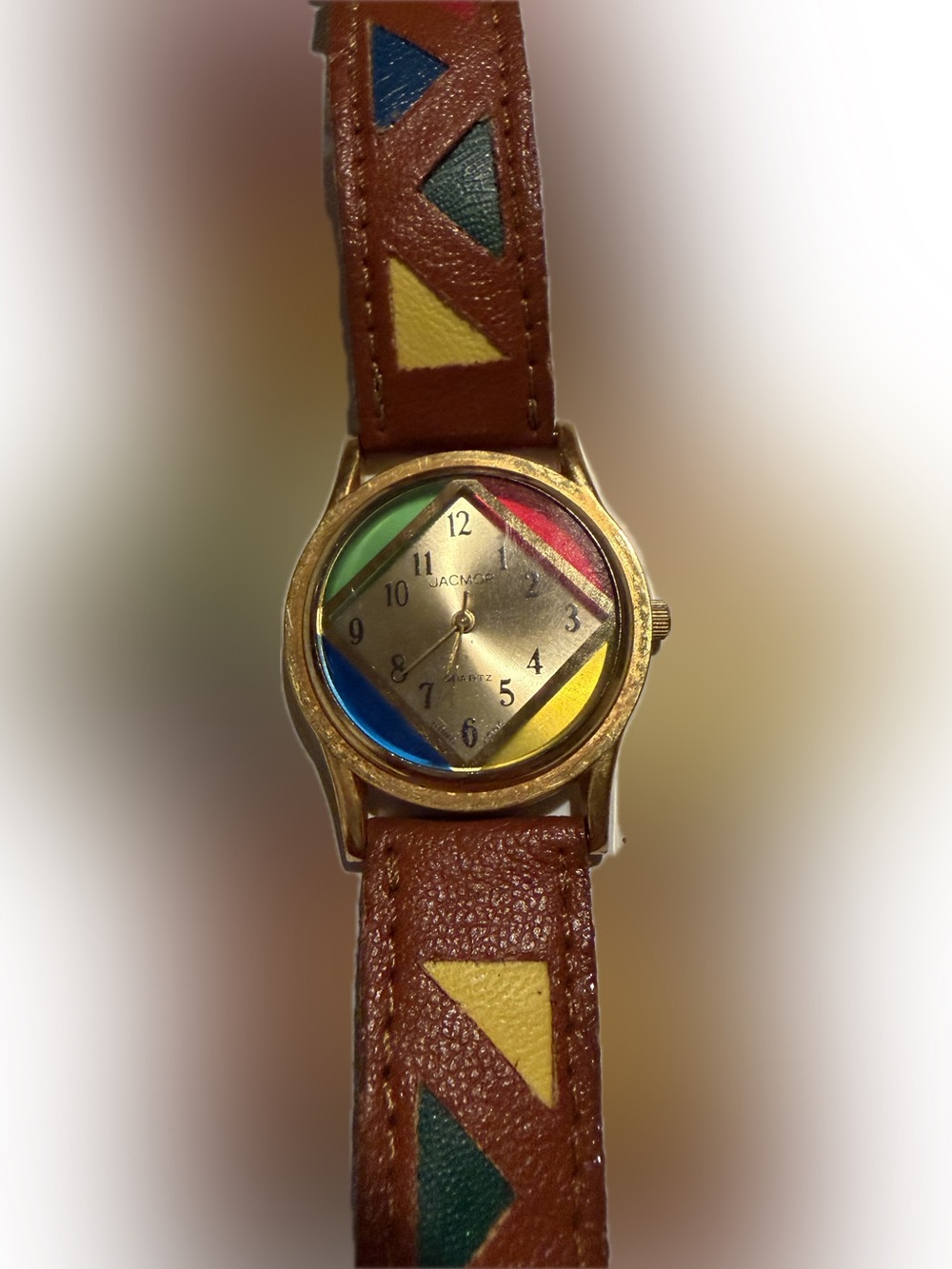 Vintage JACMOR Multicolor Dial Leather Strap Watch - Brown